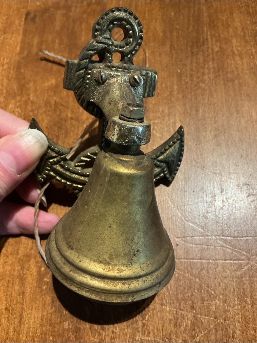 Antique Solid Brass Nautical Ship Anchor Sailors Small Bell